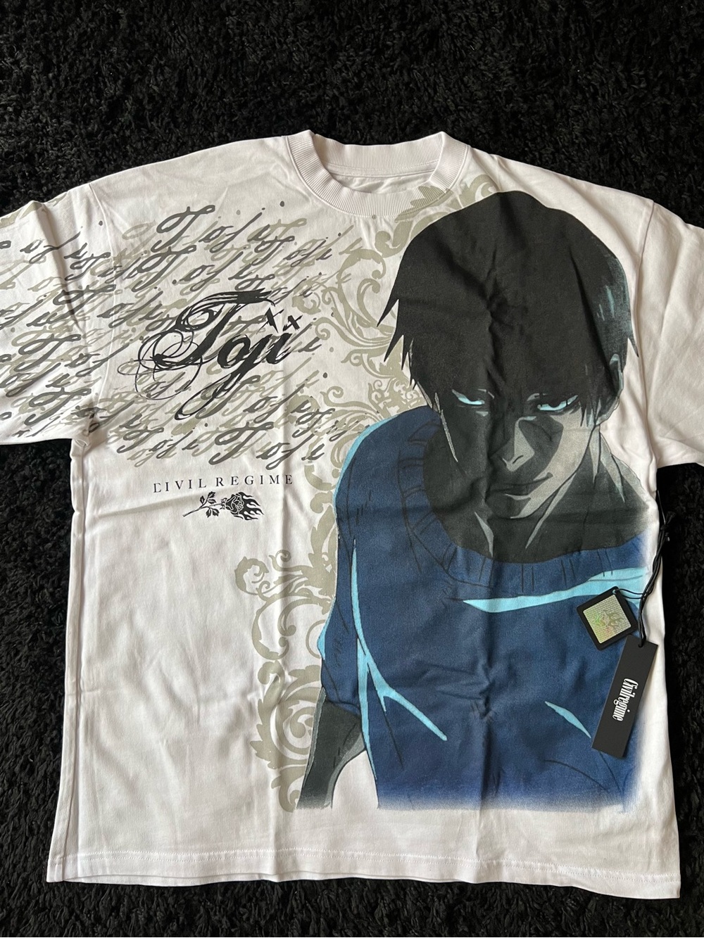 Neighborhood White Tee with Blue & Black Character Print